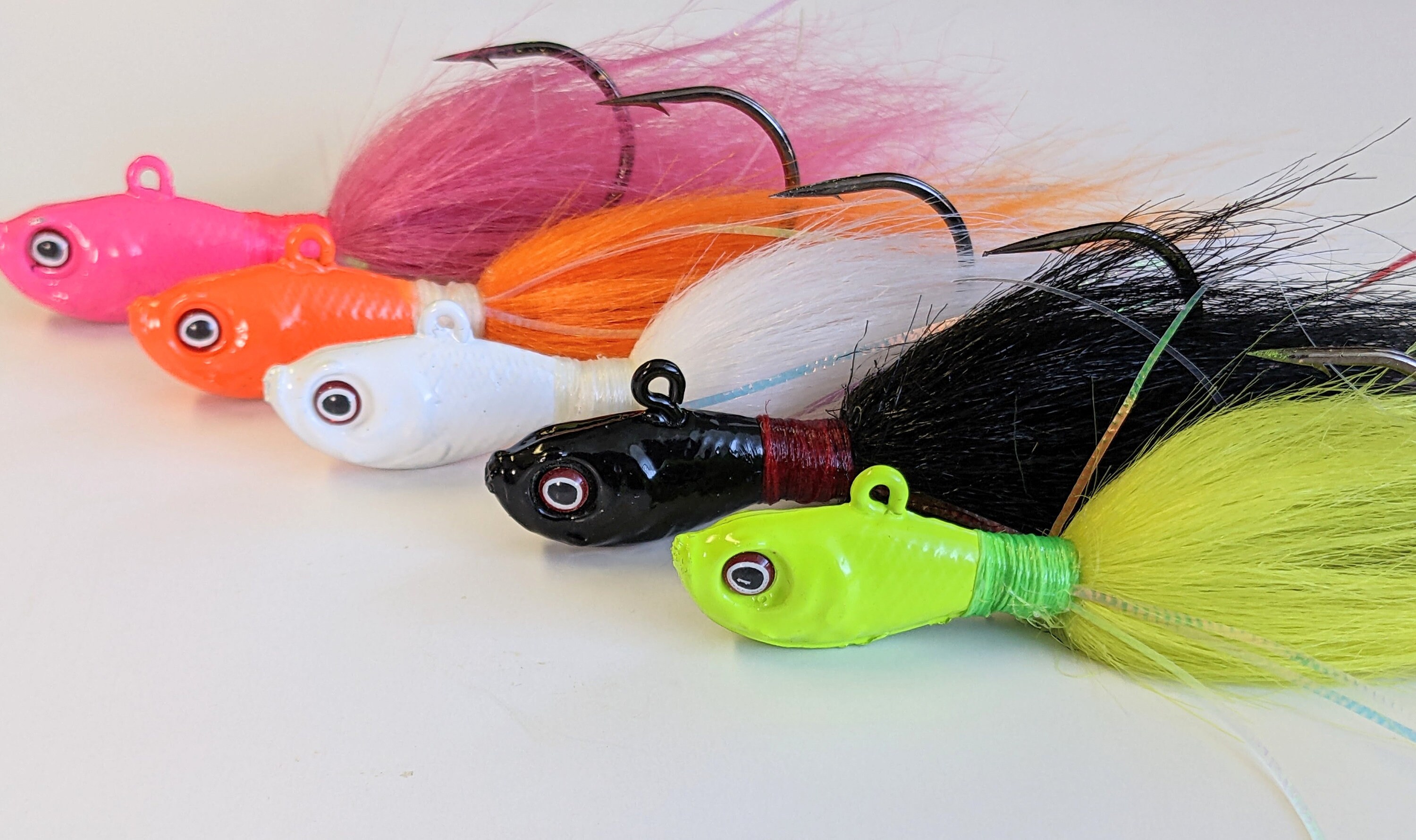 5 Ultra Minnow Bucktail Hair Jig Head Striper Fluke Redfish Lures Combo