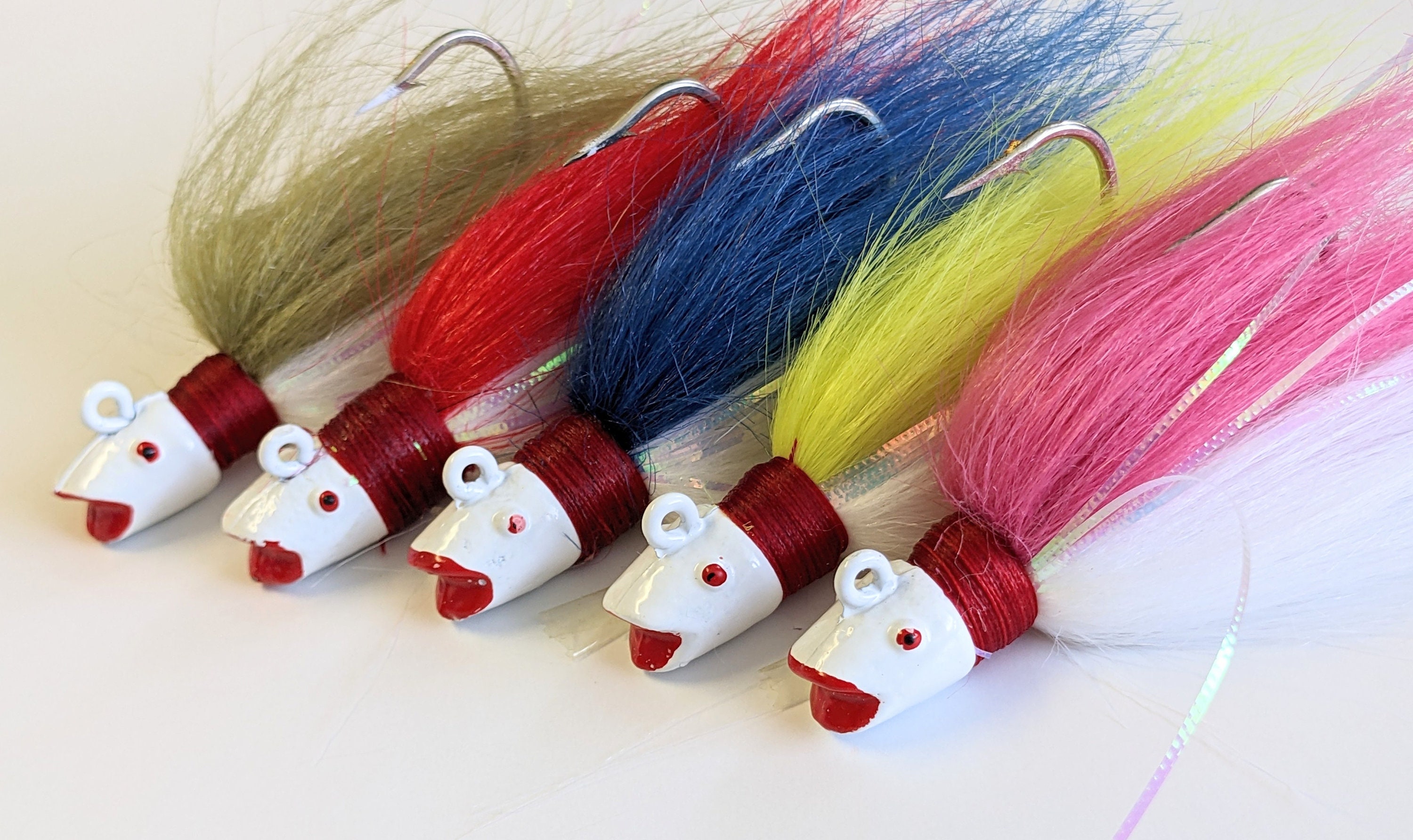 T&A JIGS Ultra Minnow Bucktail Jig – Peacock Bass & Striper – 1 Jig