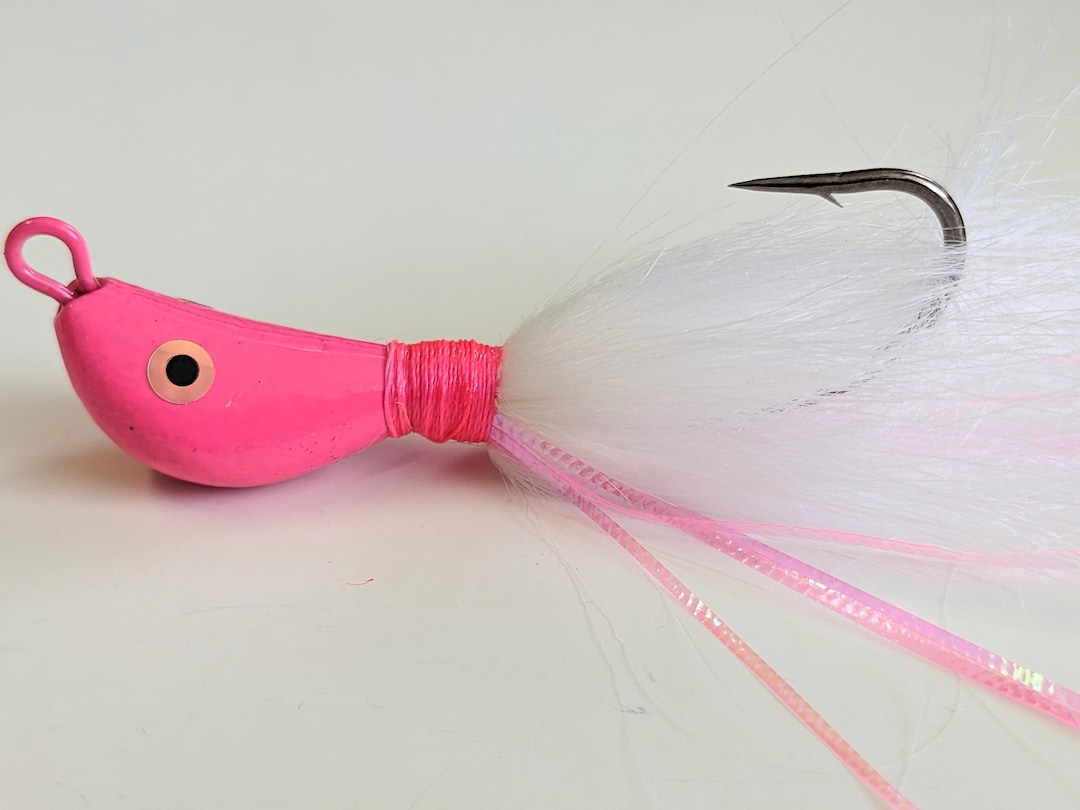 5 Banana Bucktail Hair Jig Head Striper Fluke Redfish Lures Pk/wh W