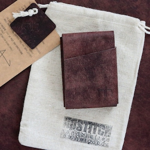 Cartera de cuero para hombre de origami minimalista / cartera de cuero para tarjetas sin puntadas EDC