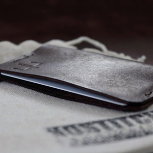 Minimal, superschlanke Leder Karten Geldbörse | EDC Kartenhalter | Herren, Fronttasche , Brieftasche