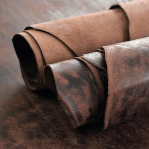 Pre cut veg-tan leather sheets | Margot leather pieces | Vegetable tanned leather panels | Cowhide offcuts mixed colors | Leather cuttings