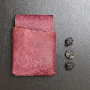 Portafoglio piccolo - portafoglio in pelle con tasca frontale per carte e contanti piegati con tasca per carte ad accesso rapido / Realizzato a mano in pelle italiana conciata al vegetale