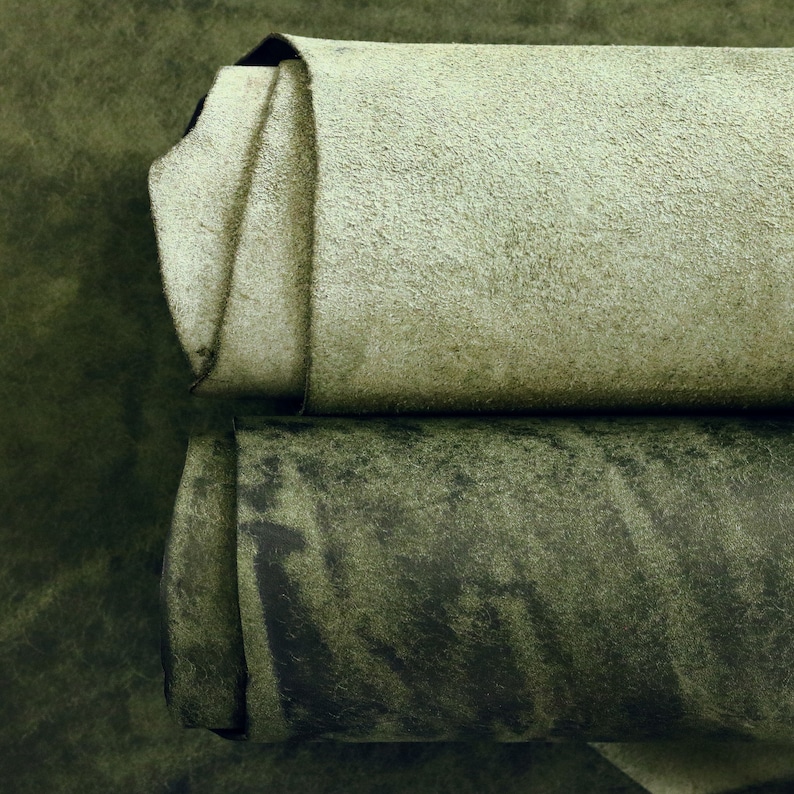 vegetable tanned green leather sheets for wallets, book covers, cases