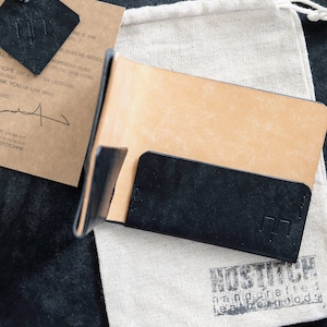Cartera mínima para hombre - Regalo personalizado / Cartera de cuero de color personalizado / cartera de dos tonos hecha a mano