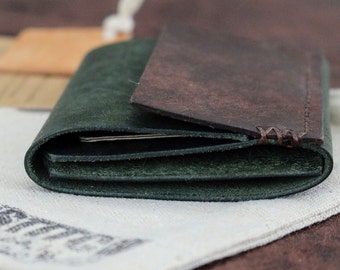 Portefeuille fin en cuir italien fait main avec rayon caisse