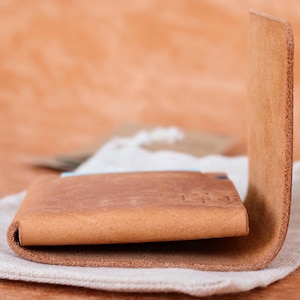 Smalle leren herenportemonnee met voorvak | Minimalistisch design portemonnee | Hoge kwaliteit leren pasjeshouder met kleine neus | EDC-portemonnee