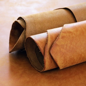 Piezas de cuero italiano curtido vegetal de grano completo / Paneles de cuero para billeteras y artesanías / Láminas de cuero a la venta