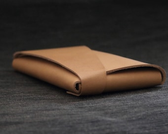 Minimalistiskt plånboksfodral i italienskt läder för iPhone | Telefonfodral i fullnarvat läder med kortficka