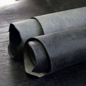 Black Italian vegetable tanned leather panels for sale