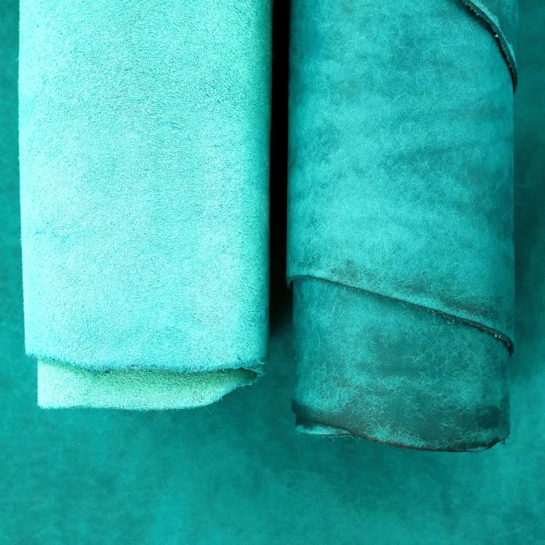 turquoise veg tan Italian leather for wallets and leather craft
