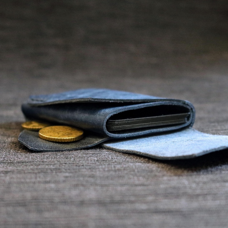 Mini leather wallet, made from real Italian leather in the EU