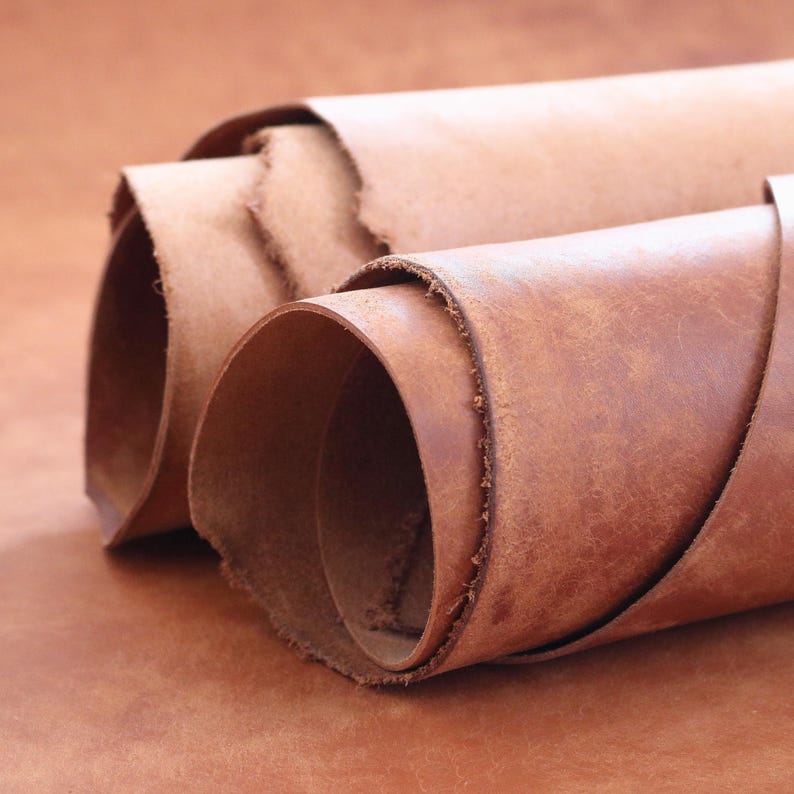 Brown Margot full grain veg tan leather panels for small leather good