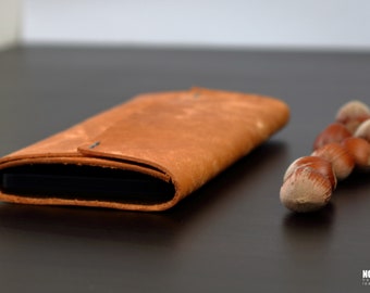 iPhone 15 Plus leather case | iPhone 14 Pro Max leather sleeve | iPhone handmade minimal pouch