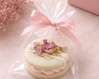 Baby Shower Pistachio Sandwich Cookies, Wedding Floral Cookie Favors, Tea Party Shortbread Box