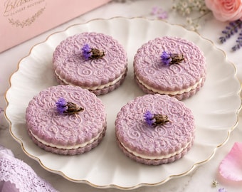 Lavender Vanilla Shortbread Sandwich Cookies | Floral Tea Party Cookie Gift