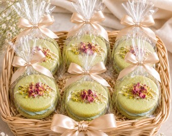Baby Shower Peony Pistachio Sandwich Cookies, Wedding Floral Cookie Favors, Tea Party Shortbread Box-12