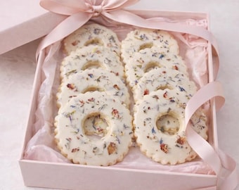 Edible Flower Shortbread Cookies – Gluten free Vegan option Gourmet Biscuits