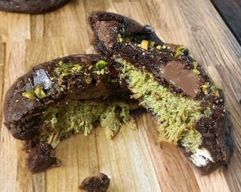 8 Large Dubai chocolate Cookies pistachio cream New York style European butter, French biscuits organic gift