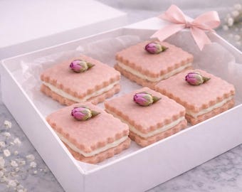Rose Shortbread Sandwich Cookies – Vanilla Cream Filling – Gluten-Free & Vegan Option
