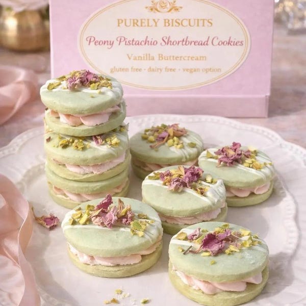 Pistachio Shortbread Cookies – Rose Pistachio Cookies – Gluten Free Vegan Cookie Gift Box