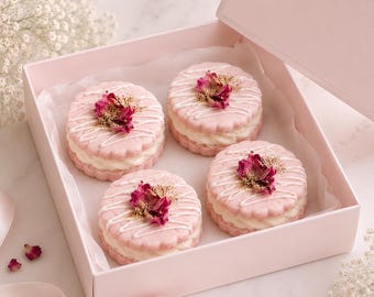 Biscuits sandwich à la rose et à la rose – Biscuits gourmets à la crème et à la vanille
