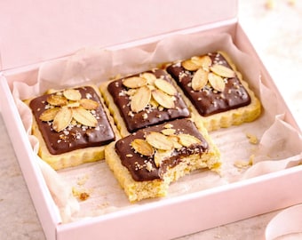 Chocolate Almond Shortbread Cookies | Gourmet Buttery Handmade Dessert Gift Box