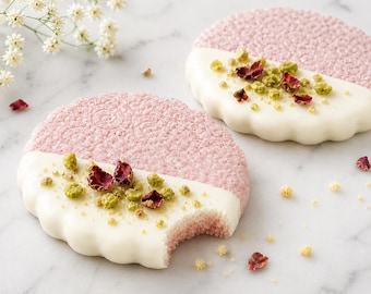 Rose Pink Petal Embossed Shortbread Cookies Floral Tea Party Cookies