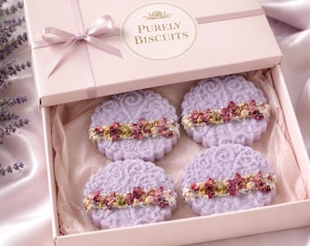 Lavender Embossed Pistachio Rose Shortbread Cookies Floral Tea Party Cookies