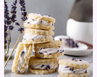 12pc melt in your mouth European butter Gluten free lavender lemon cream sandwich shortbread all natural, organic cookie French biscuit