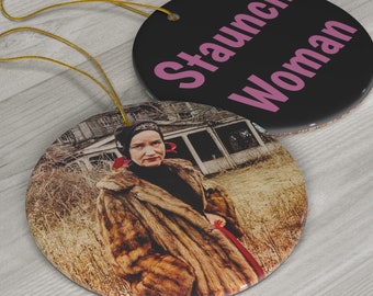 Iconic Edie Beale Limited edition porcelain Christmas ornament from the classic film Grey Gardens Staunch Woman Xmas tree decoration