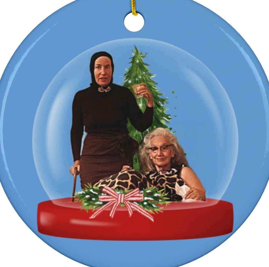 Grey Gardens Big Edie and little Edie snow globe Ceramic Ornaments (1pc, 3pcs, 5pcs, 10pcs)