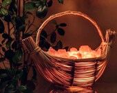 Himalayan Salt Lamp Wicker Shaped Boat Basket Salz Steh Lampe Crystal Lamps