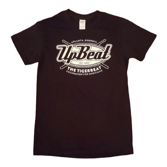 Upbeat Black T Shirt - White Logo - Etsy