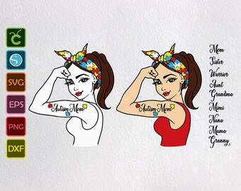 Download Free Autism Rosie The Riveter Svg Mom C Pinup Faith Rosie Bonus 5 Etsy SVG Cut Files