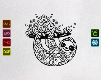 Download Sloth Mandala Svg Etsy