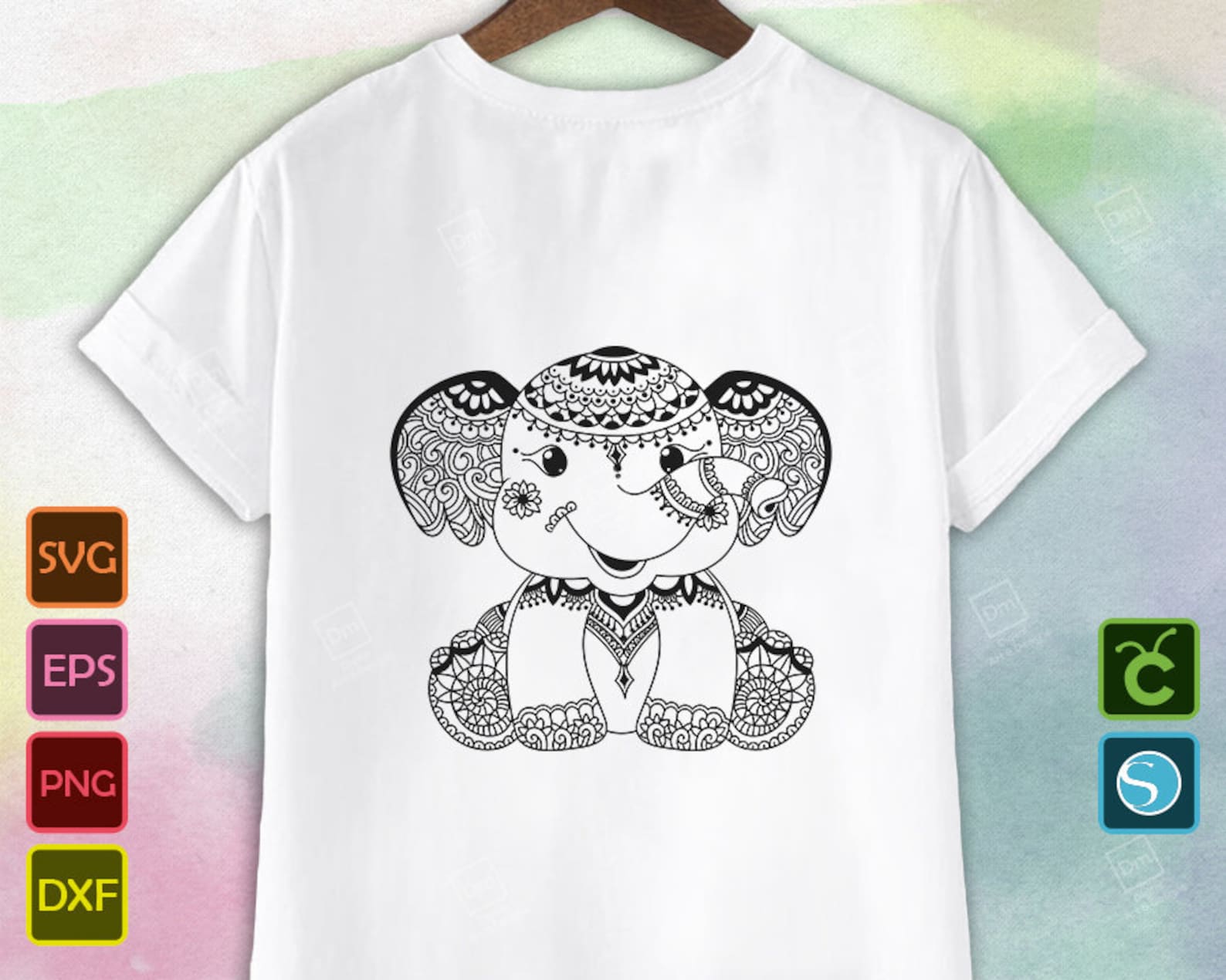 Download Cute baby Elephant Mandala svg design zentangle animal png ...