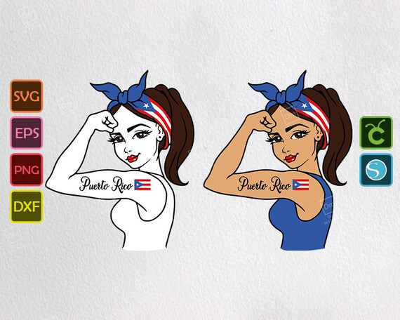 Puerto Rico Ethnic Rosie The Riveter Svg With Tattoo Armbands Etsy