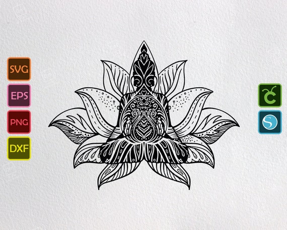 Download Svg Buddha Lotus Flower Mandala Design Zentangle Indian | Etsy