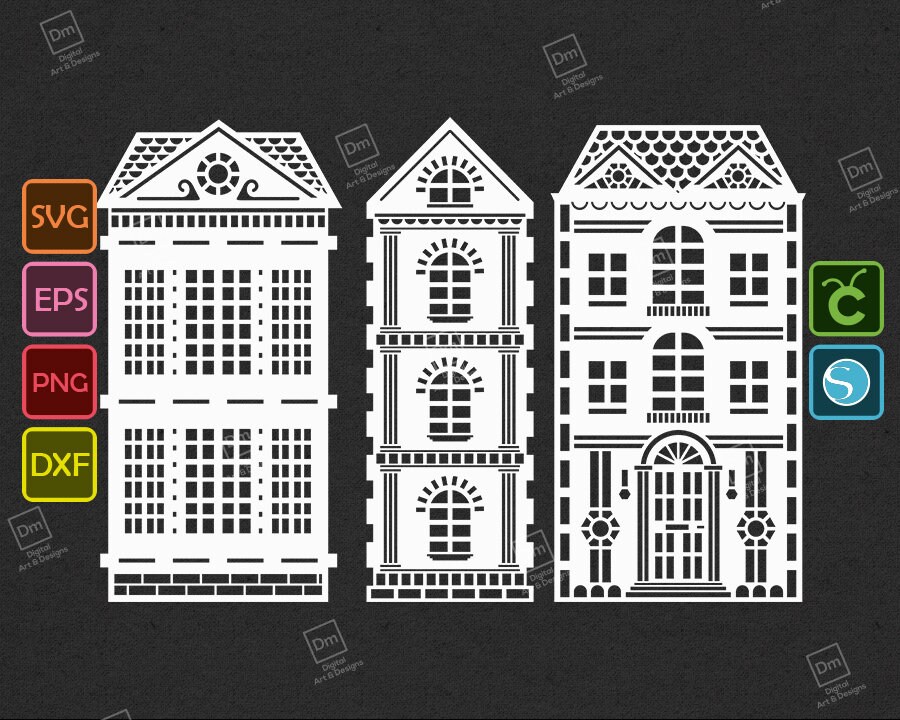 Download Amsterdam Dutch Houses Svg Buildings Png City Architecture Etsy