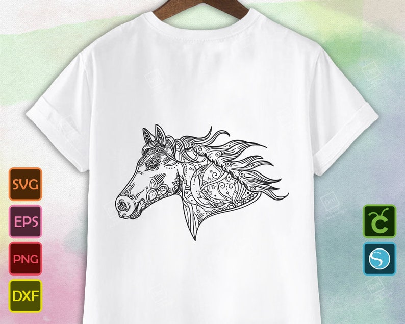 Download Horse Head Zentangle Mandala Boho Svg Png Mustang zen ...