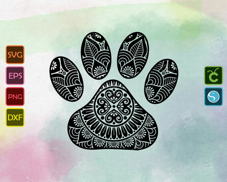 Download Paw Mandala print Zentangle SVG Dog Mama boho lover png ...