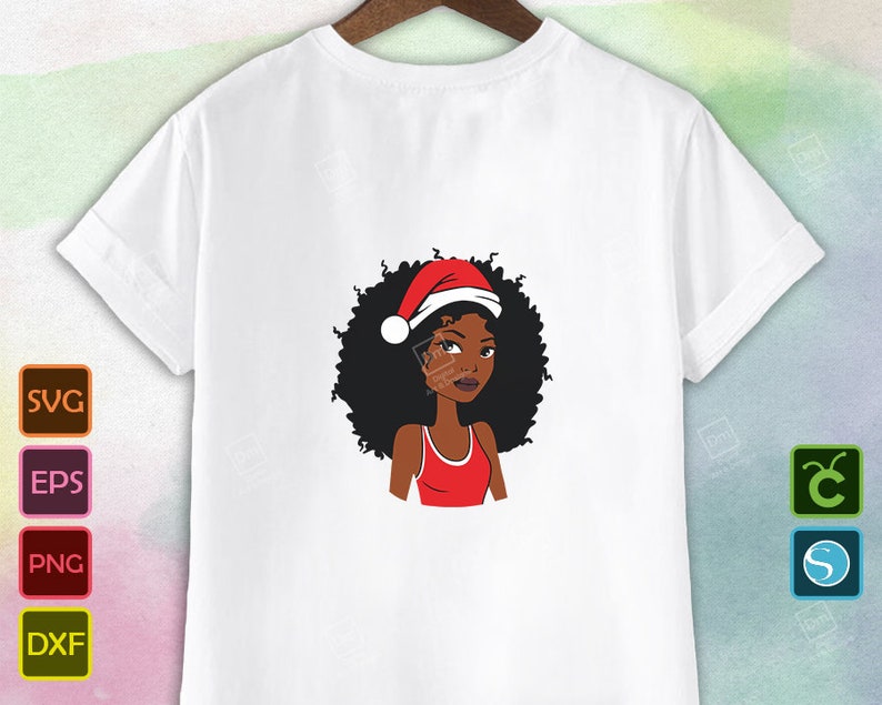 Download Black Woman Svg Afro Santa Claus Girl Png Merry Christmas ...