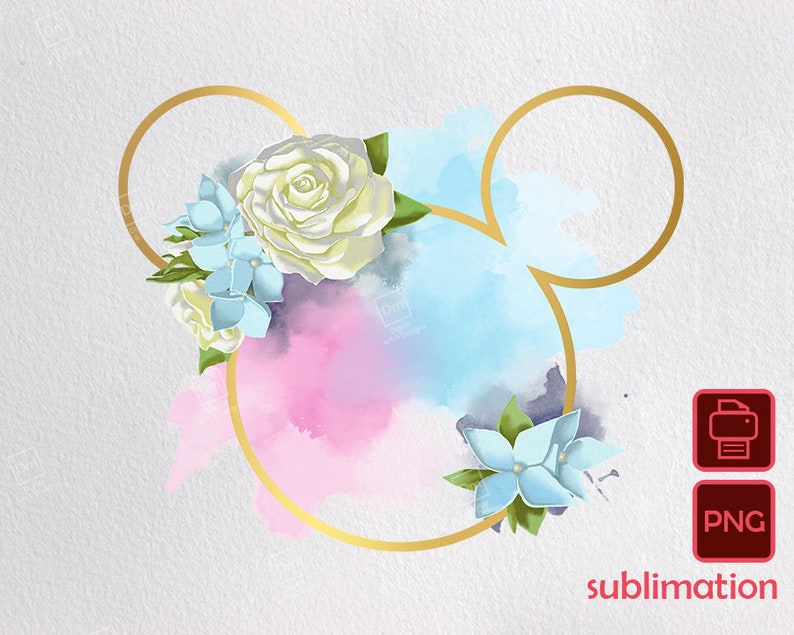 Png Floral Minnie Mouse Flowers Wreath Head Watercolor | Etsy