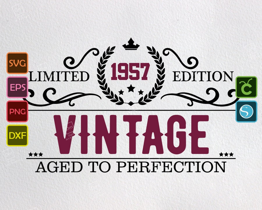 Download Vintage 1957 Svg 63rd Birthday design Png Sixty Three Years | Etsy