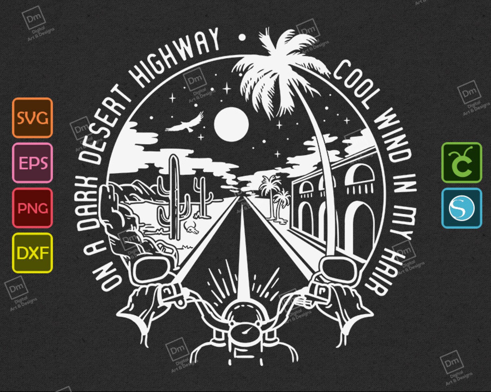 Night Road Svg On a Dark Desert Highway Cool Wind in my Hair Etsy.de