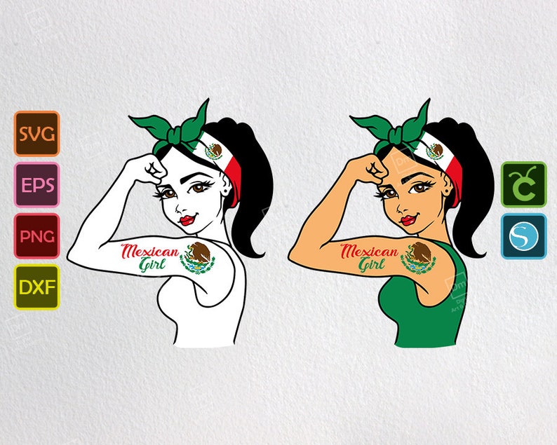 Mexican Girl Rosie The Riveter Svg flag Bandanna Png Spanish Etsy
