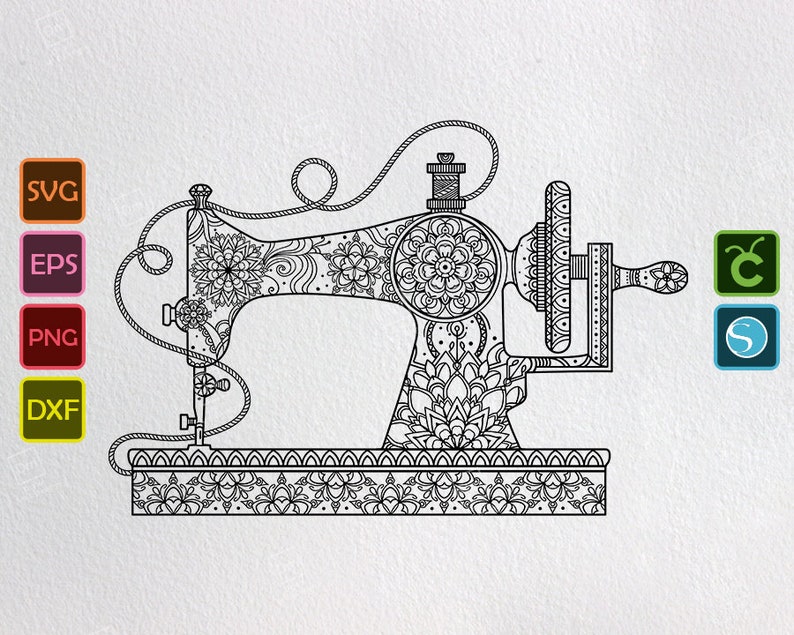 Download Sewing Machine SVG Boho Zentangle Mandala PNG Cut file | Etsy
