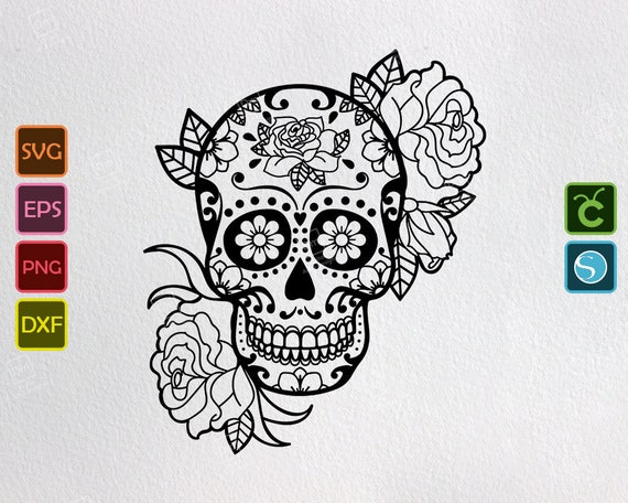 Download Svg Flowered Skull Zentangle Boho Mandala Png Vector Cut File Etsy