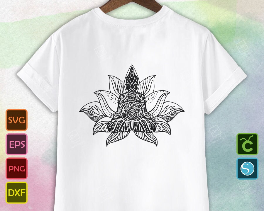 Svg Buddha Lotus Flower Mandala Design Zentangle Indian | Etsy